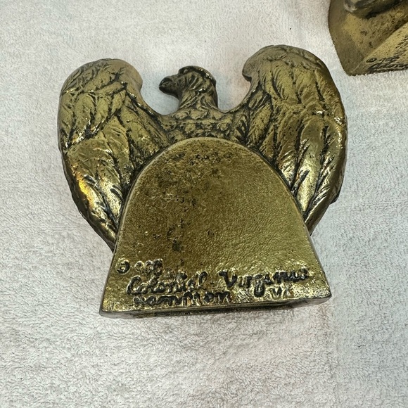 Vintage Colonial Virginia Hamilton cast brass 1776 Eagle Bookends - Picture 5 of 6